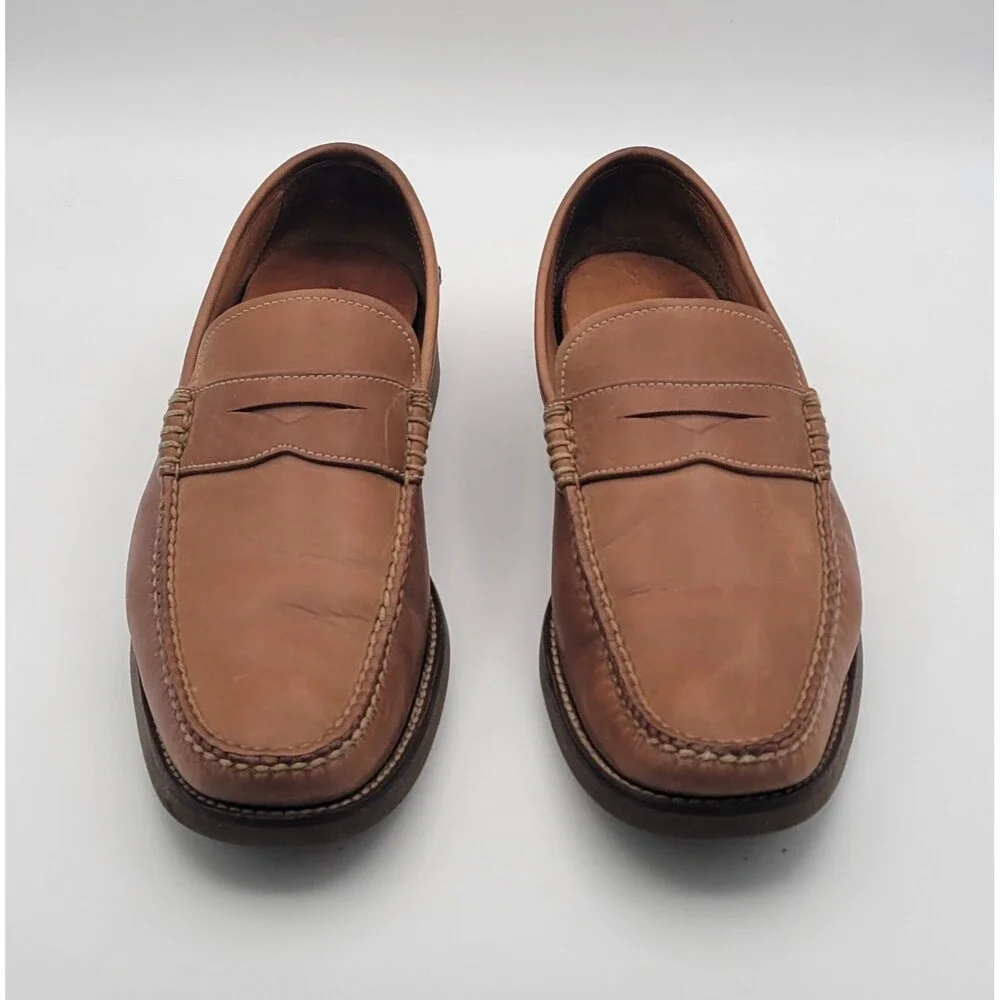 Peter Millar Brown Handsewn Leather Slip-On Penny Loafers Mens Size 10.5 M